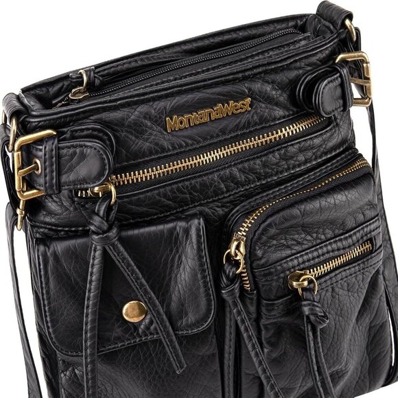 Crossbody Bag for Women Soft Washed Leather Multi Pocket crossbody handbags - Picture 4 of 6